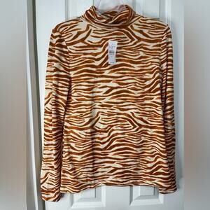 Loft Cream Animal Print Turtle Neck size medium
